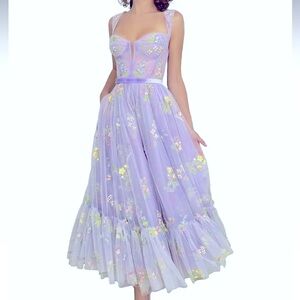 Purple Ruffled Tiered Sweetheart Prom Dress Size 16/18